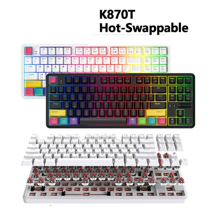 Frendorf | Ajazz K870T 87-Tasten Hot Swap Bluetooth/verkabelt Dual Mode RGB Hintergrundbeleuchtung Büro Spiel Mechanische Tastatur Grüne Achse (Schwarz)
