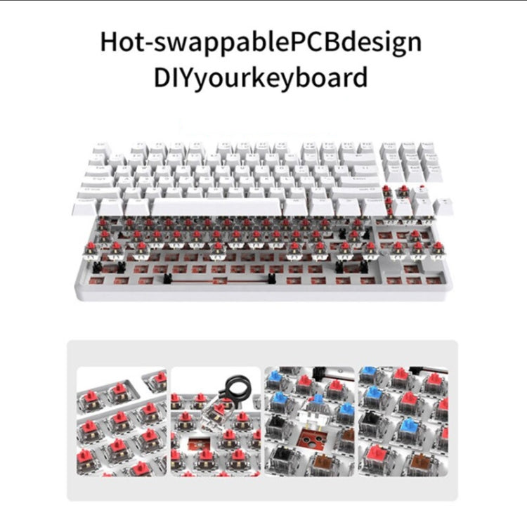 Frendorf | Ajazz K870T 87-Tasten Hot Swap Bluetooth/verkabelt Dual Mode RGB Hintergrundbeleuchtung Büro Spiel Mechanische Tastatur Grüne Achse (Schwarz)