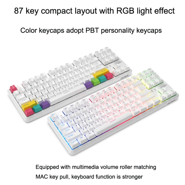 Frendorf | Ajazz K870T 87-Tasten Hot Swap Bluetooth/verkabelt Dual Mode RGB Hintergrundbeleuchtung Büro Spiel Mechanische Tastatur Grüne Achse (Schwarz)