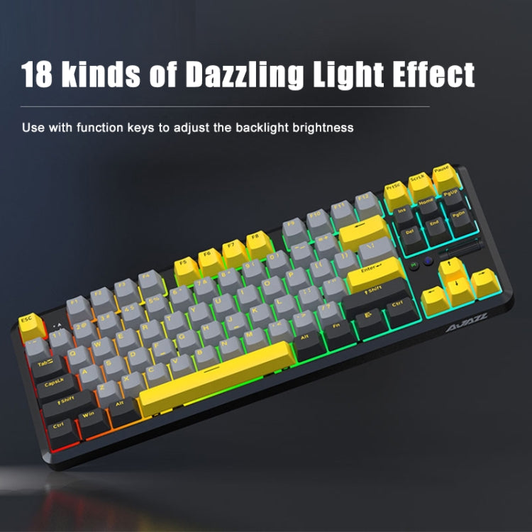 Frendorf | Ajazz K870T Pro 87 Tasten Drei Modi Kabellos/Bluetooth/Verkabelt Stecker RGB Mechanische Tastatur Grüne Achse (Weiß)