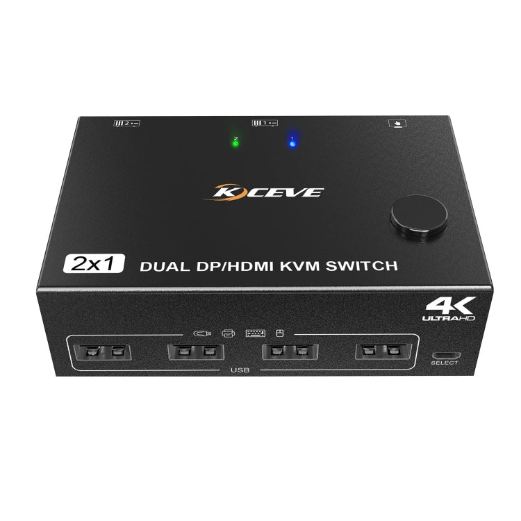 Frendorf | 202DH DP HDMI Dual Channel KVM Switch Computer Host DP Schnittstelle Tastatur Maus Teilen Anzeige(Black)