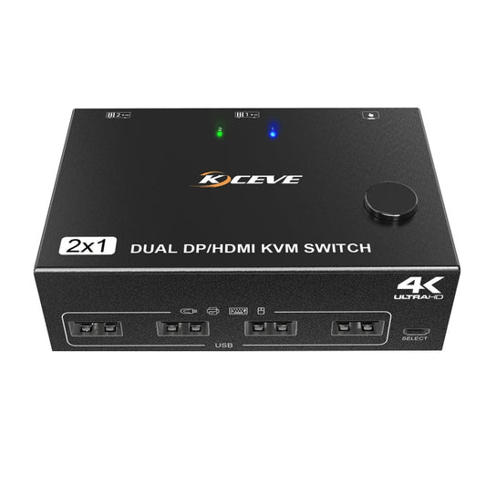 Frendorf | 202DH DP HDMI Dual Channel KVM Switch Computer Host DP Schnittstelle Tastatur Maus Teilen Anzeige(Black)