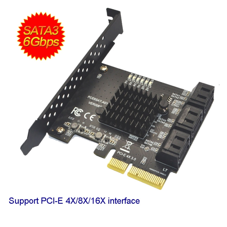 Frendorf | PCIE 1X zu 6 Port SATA 3.0 Adapter Erweiterungskarte ASMedia ASM1166 Konverter
