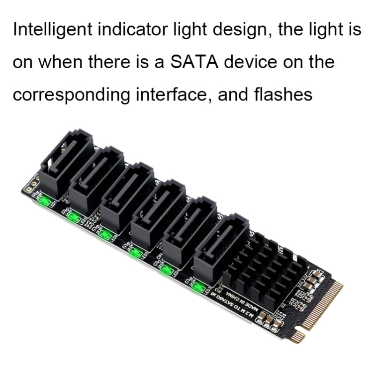 Frendorf | M2 M-EKY PCIE3.0 zu SATA6G Transfer Erweiterungskarte 6 Port Festplatten Erweiterungsadapterkarte (PH516)