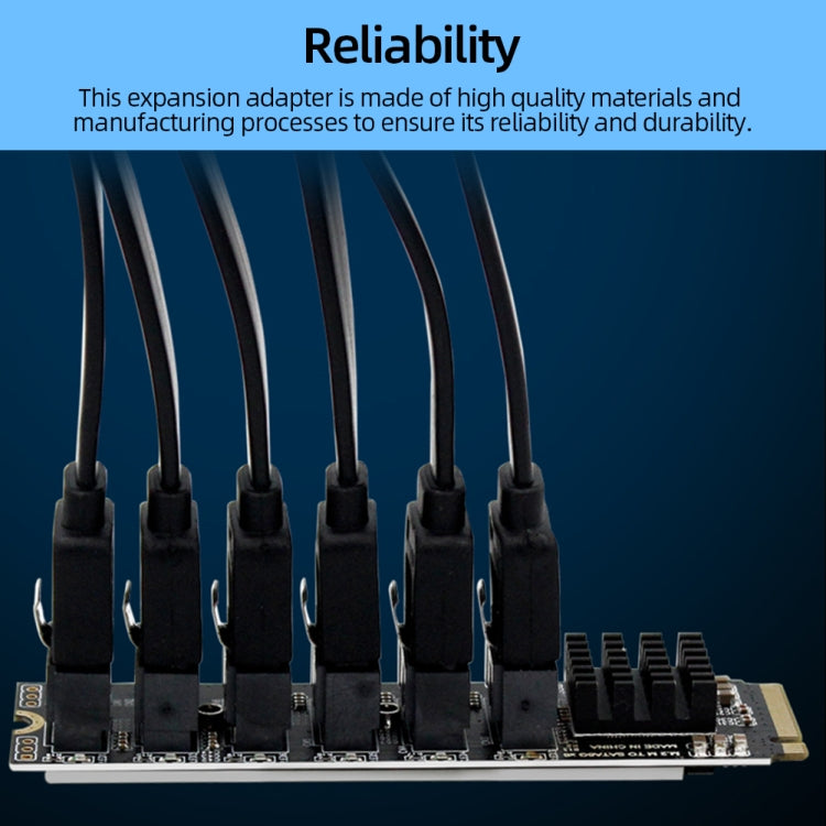 Frendorf | M2 M-EKY PCIE3.0 zu SATA6G Transfer Erweiterungskarte 6 Port Festplatten Erweiterungsadapterkarte (PH516)