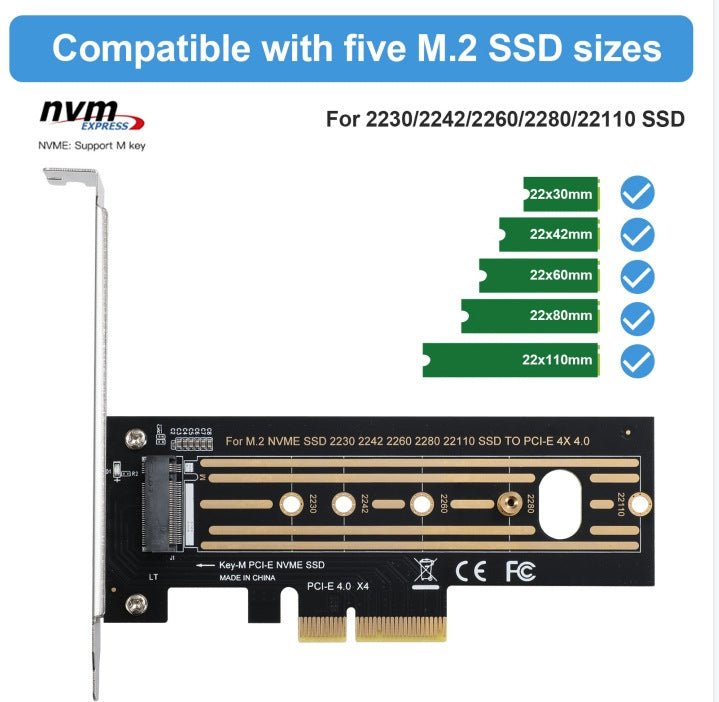 Frendorf | 2pcs M.2 Riser Card NVMe SSD to PCI-E X4 4.0 GEN4 (Schwarz)