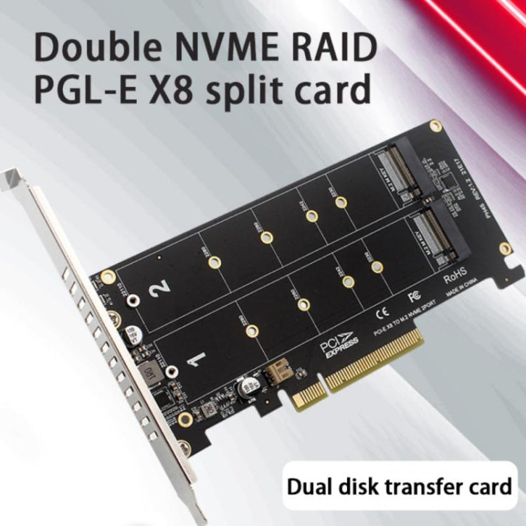 Frendorf | PCI-E X8 Double Disk Transfer Card NVME M.2 MKEY SSD RAID Array Expansion Adapter(PH45)
