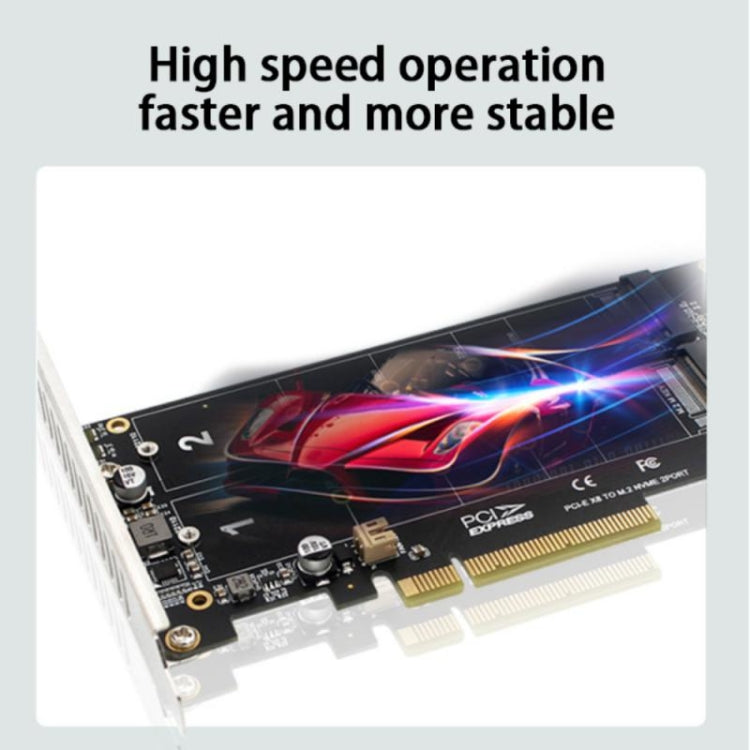 Frendorf | PCI-E X8 Double Disk Transfer Card NVME M.2 MKEY SSD RAID Array Expansion Adapter(PH45)