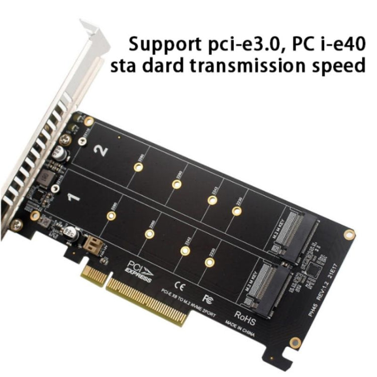 Frendorf | PCI-E X8 Double Disk Transfer Card NVME M.2 MKEY SSD RAID Array Expansion Adapter(PH45)