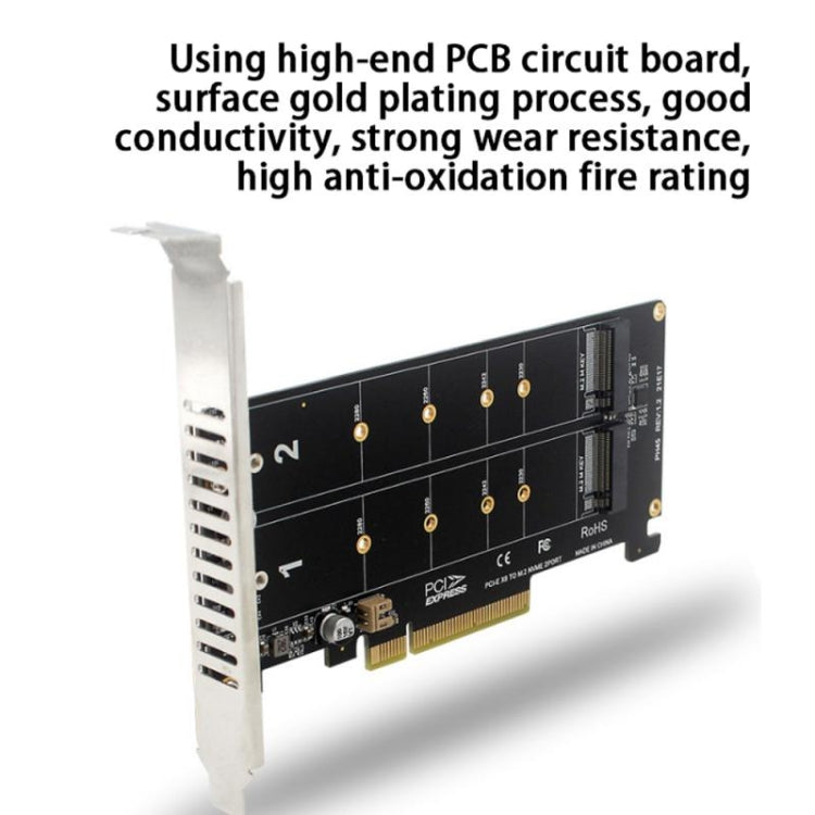 Frendorf | PCI-E X8 Double Disk Transfer Card NVME M.2 MKEY SSD RAID Array Expansion Adapter(PH45)