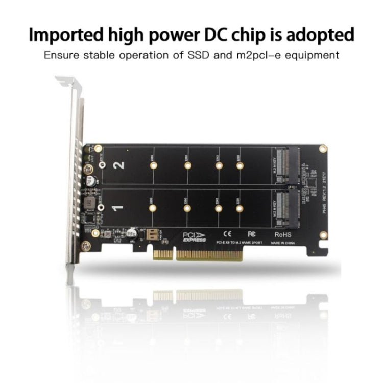 Frendorf | PCI-E X8 Double Disk Transfer Card NVME M.2 MKEY SSD RAID Array Expansion Adapter(PH45)