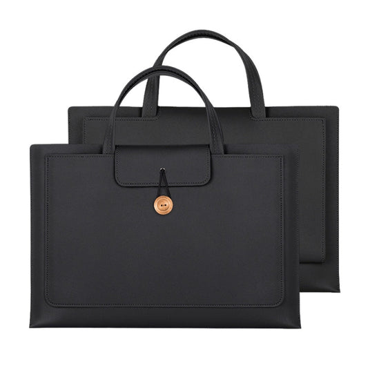 Frendorf | 13.3/14 Zoll Elastischer Knopf Laptop Wasserdicht PU Handtasche (Schwarz)