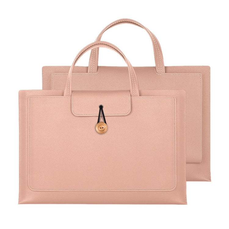 Frendorf | 13.3/14 Zoll Elastischer Knopf Laptop Wasserdichte PU Handtasche (Rosenpink)