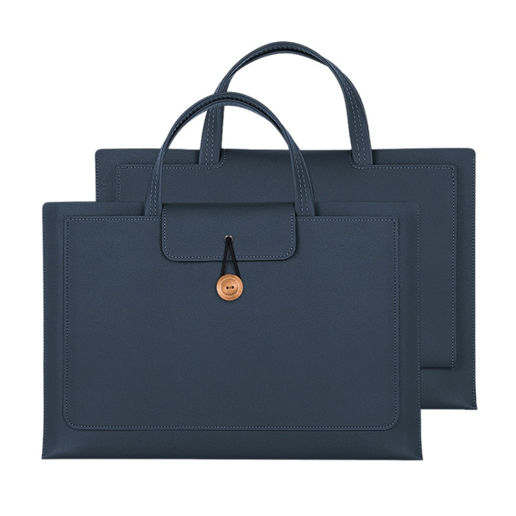 Frendorf | 13.3/14 Zoll Elastischer Knopf Laptop Wasserdichte PU Handtasche (Marineblau)
