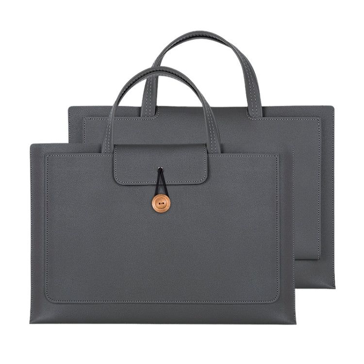 Frendorf | 15.4/16 Zoll Elastische Knopf Laptop Wasserdicht PU Handtasche (Grau)