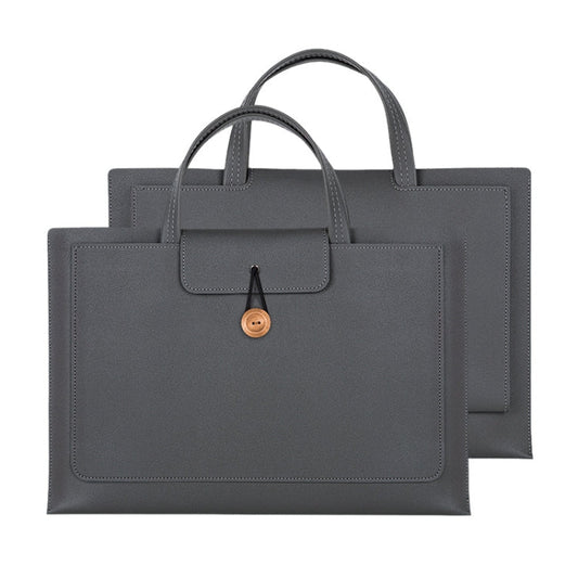 Frendorf | 15.4/16 Zoll Elastische Knopf Laptop Wasserdicht PU Handtasche (Grau)