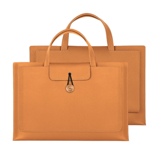 Frendorf | 15.4/16 Zoll Elastischer Knopf Laptop Wasserdichte PU Handtasche (Khaki)
