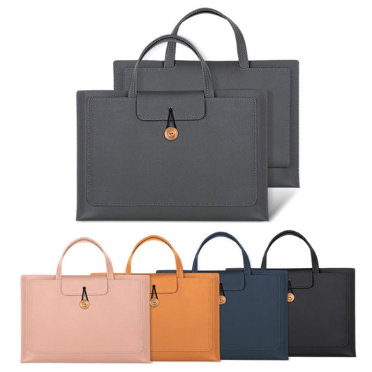 Frendorf | 15.4/16 Zoll Elastischer Knopf Laptop Wasserfest PU Handtasche (Schwarz)