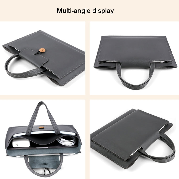 Frendorf | 15.4/16 Zoll Elastischer Knopf Laptop Wasserdichte PU Handtasche (Khaki)