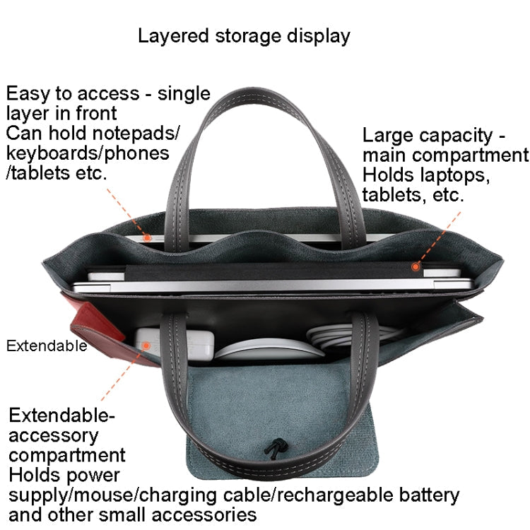 Frendorf | 15.4/16 Zoll Elastischer Knopf Laptop Wasserdichte PU Handtasche (Khaki)