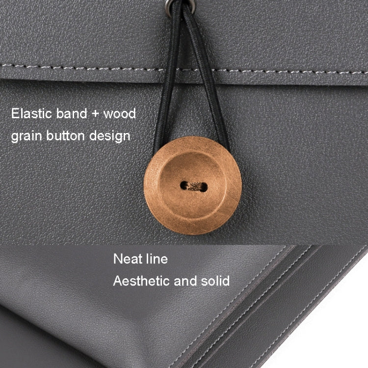 Frendorf | 15.4/16 Zoll Elastischer Knopf Laptop Wasserdichte PU Handtasche (Khaki)