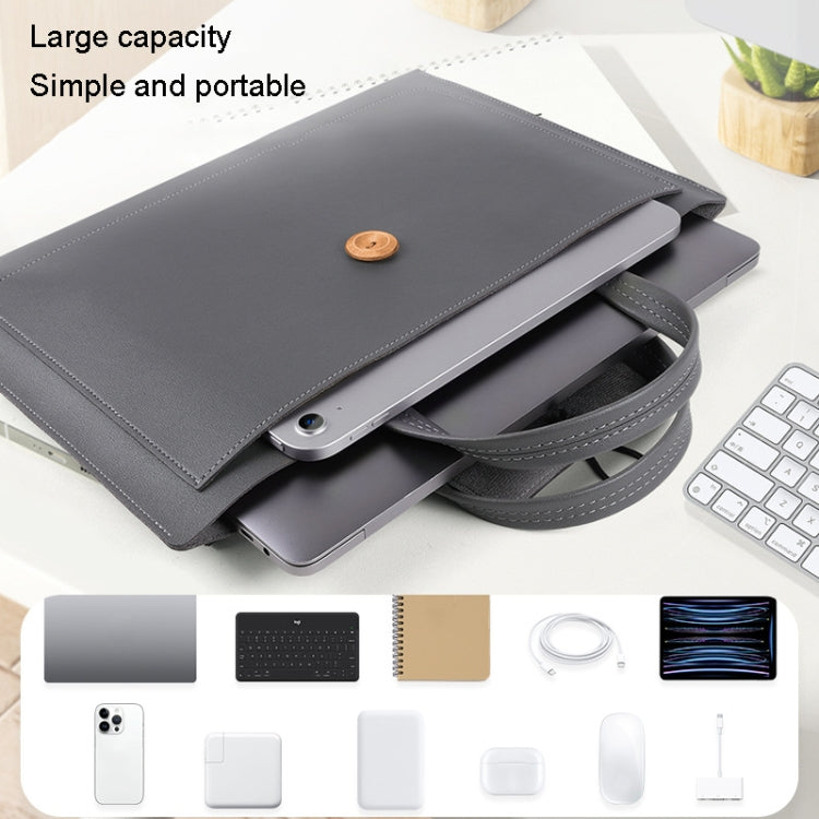 Frendorf | 13.3/14 Zoll Elastischer Knopf Laptop Wasserdichte PU Handtasche (Rosenpink)
