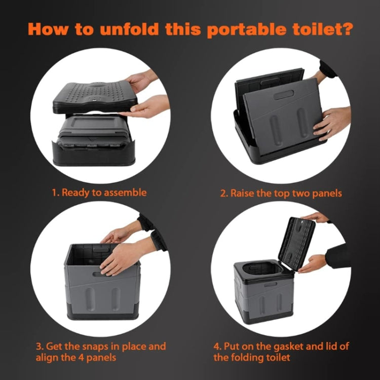 Frendorf | Auto Faltbare tragbare Toilette Outdoor Notfall Mobile Toilette (Dunkelgrau)