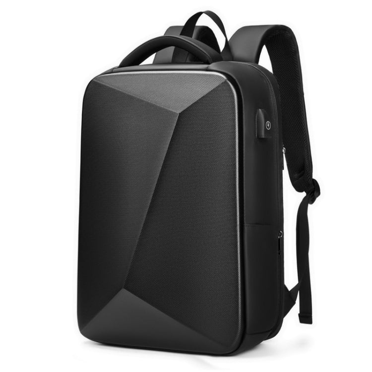 Frendorf | EVA Hartschalen erweiterbarer Laptop-Rucksack mit USB-Anschluss Multifunktionaler Business-Reiserucksack (Schwarz)