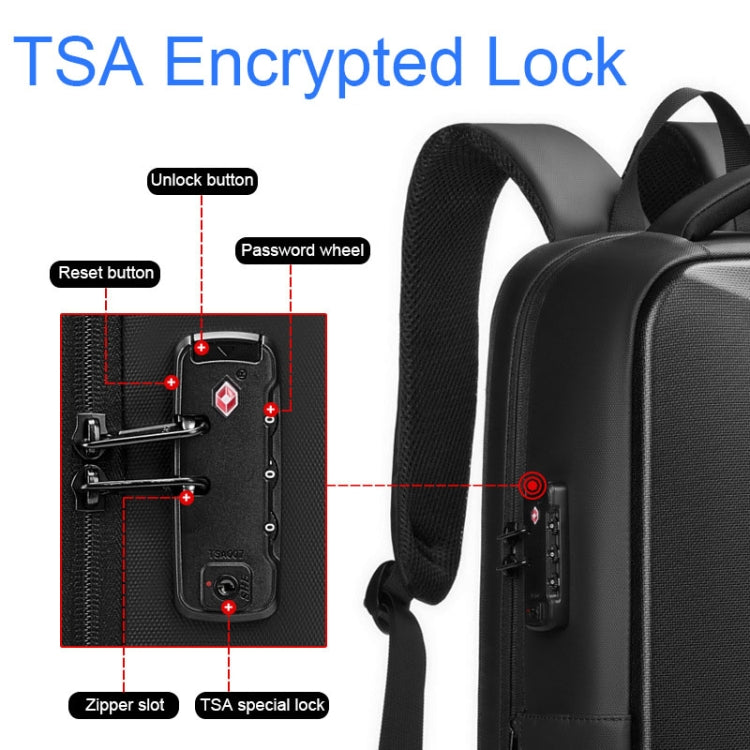 Frendorf | EVA Hartschalen erweiterbarer Laptop-Rucksack mit USB-Anschluss Multifunktionaler Business-Reiserucksack (Schwarz)