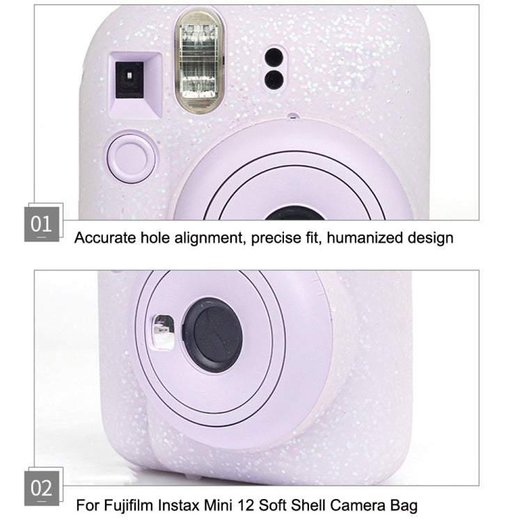 Frendorf | Voor Fujifilm Instax Mini 12 Soft Shell Camera Bag Opslag Silicone Case (Glitter Roze)