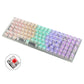 Frendorf | 100 Tasten angepasste Gaming kabelgebundene mechanische Tastatur transparente Tastenkappen roter Schaft (weiß)