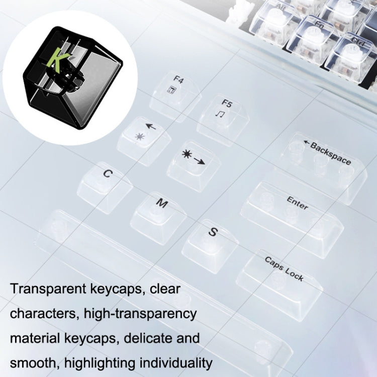 Frendorf | 100 Tasten angepasste Gaming kabelgebundene mechanische Tastatur transparente Tastenkappen roter Schaft (weiß)