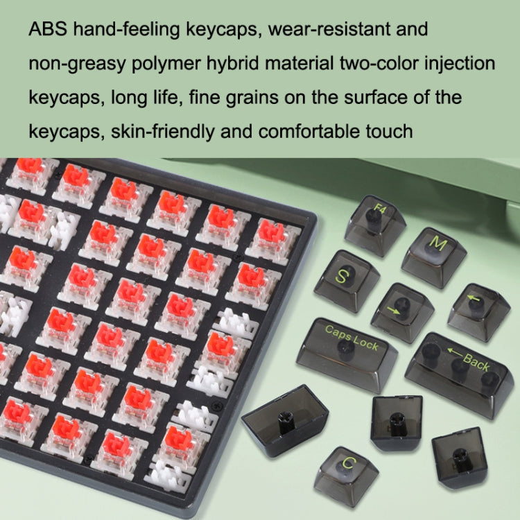 Frendorf | 100 Tasten angepasste Gaming kabelgebundene mechanische Tastatur transparente Tastenkappen roter Schaft (weiß)