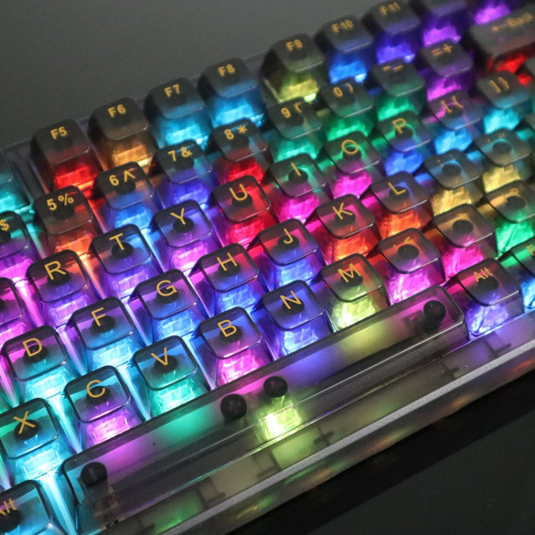 Frendorf | 130 Tasten MDA Höhe Mechanische Tastatur Transparente Tastenkappe (Schwarz Transparent)