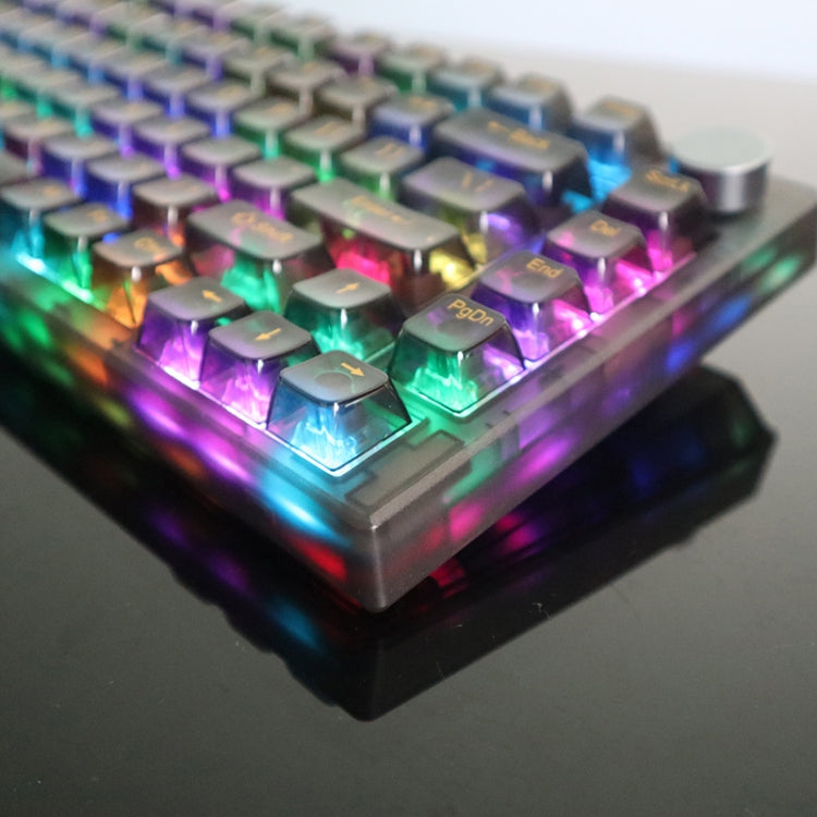 Frendorf | 130 Tasten MDA Höhe Mechanische Tastatur Transparente Tastenkappe (Schwarz Transparent)