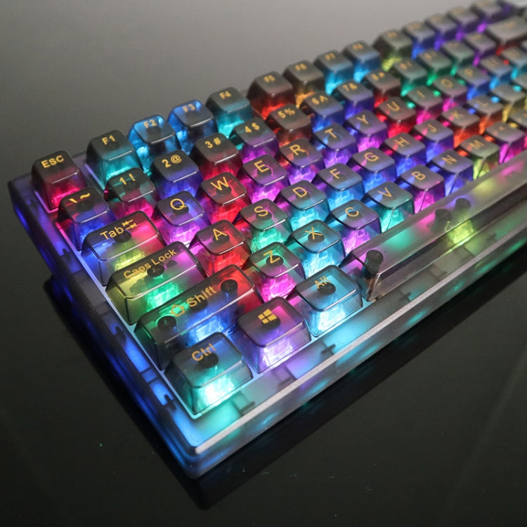Frendorf | 130 Tasten MDA Höhe Mechanische Tastatur Transparente Tastenkappe (Schwarz Transparent)