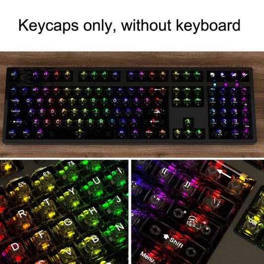 Frendorf | 132 Tasten DIY Angepasste Mechanische Tastatur Universell Transparent Kristall Tastenkappen Schwarz Transparent Weiße Buchstaben