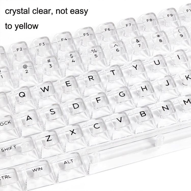 Frendorf | 132 Tasten DIY Angepasste Mechanische Tastatur Universell Transparent Kristall Tastenkappen Schwarz Transparent Weiße Buchstaben