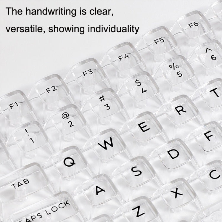 Frendorf | 132 Tasten DIY Angepasste Mechanische Tastatur Universell Transparent Kristall Tastenkappen Schwarz Transparent Weiße Buchstaben