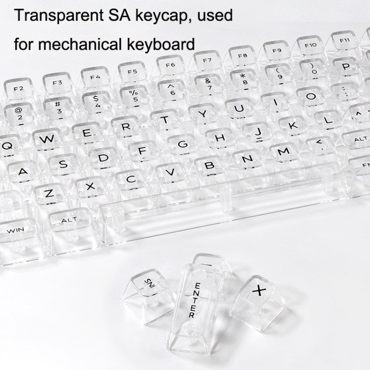Frendorf | 132 Tasten DIY Angepasste Mechanische Tastatur Universell Transparent Kristall Tastenkappen Schwarz Transparent Weiße Buchstaben