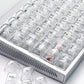 Frendorf | 132 Tasten DIY Angepasste Mechanische Tastatur Universell Transparent Kristall Tastenkappen Schwarz Transparent Weiße Buchstaben