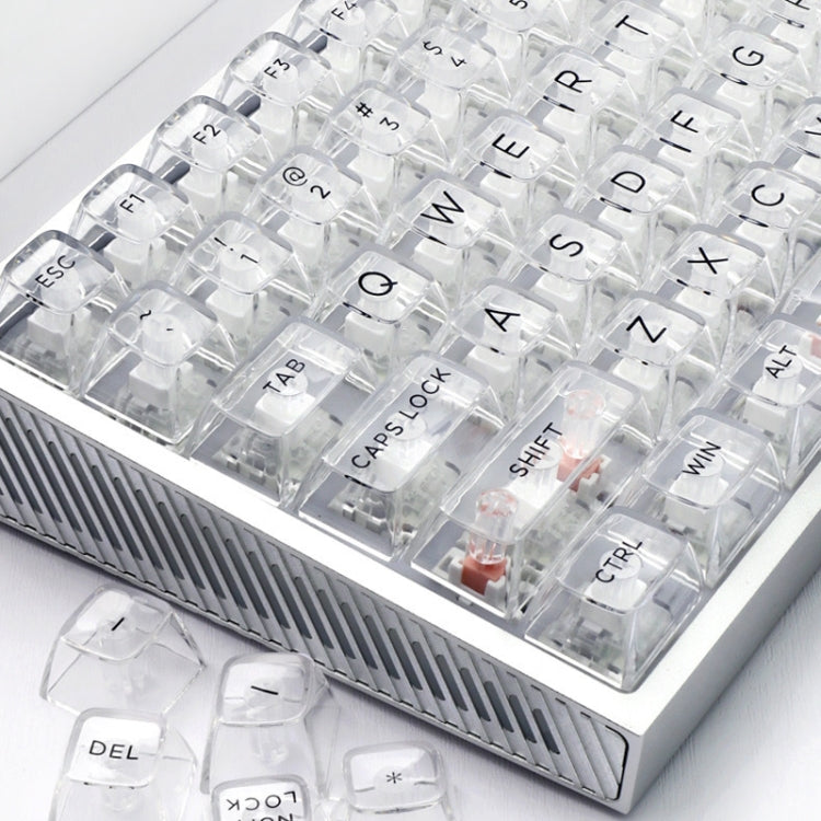 Frendorf | 132 Tasten DIY Angepasste Mechanische Tastatur Universell Transparent Kristall Tastenkappen Schwarz Transparent Weiße Buchstaben