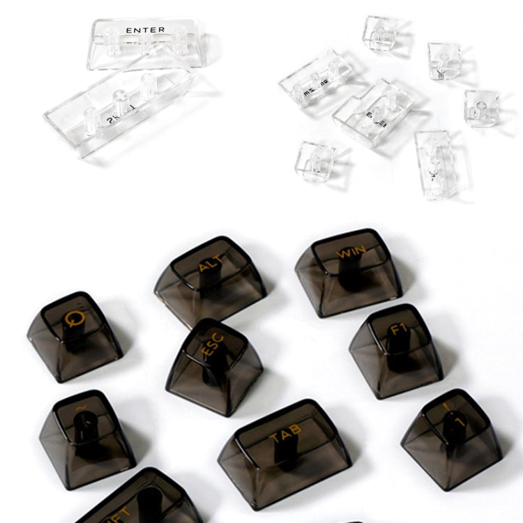 Frendorf | 132 Tasten DIY Angepasste Mechanische Tastatur Universell Transparent Kristall Tastenkappen Schwarz Transparent Weiße Buchstaben