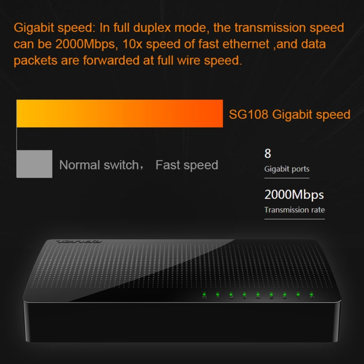 Frendorf | Tenda SG108 100/1000M Desktop-Netzwerk-Switch 8-Port-Gigabit-Desktop-Switch Ethernet-Switch LAN-Hub (UK-Stecker)