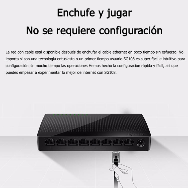 Frendorf | Tenda SG108 100/1000M Desktop-Netzwerk-Switch 8-Port-Gigabit-Desktop-Switch Ethernet-Switch LAN-Hub (UK-Stecker)