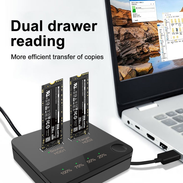 Frendorf | M.2 SATA Festplatten-Duplikator Solid State Drive SSD Mobile Festplattgehäuse (Schwarz)