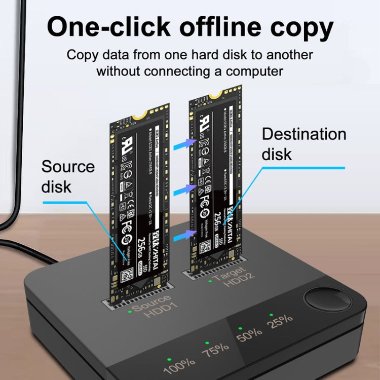 Frendorf | M.2 SATA Festplatten-Duplikator Solid State Drive SSD Mobile Festplattgehäuse (Schwarz)