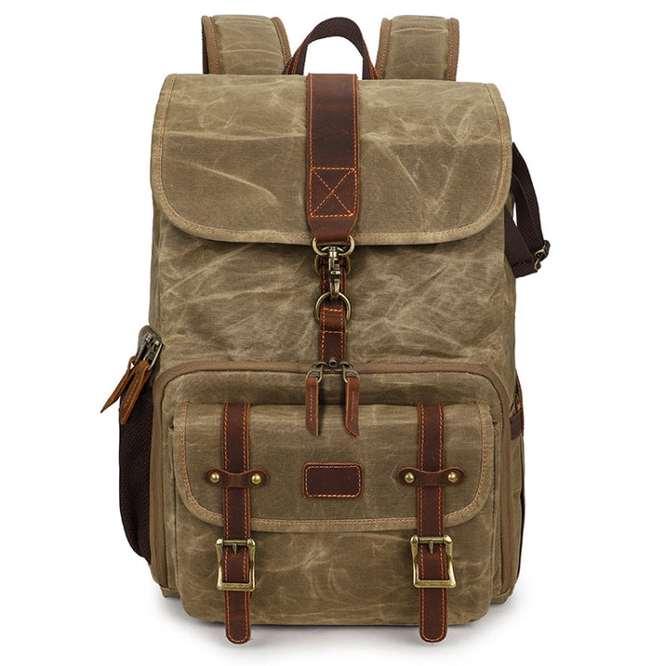 Frendorf | Große Kapazität SLR Digitalkamera Tasche Laptop Rucksack Canvas Aufbewahrungstasche (Khaki)