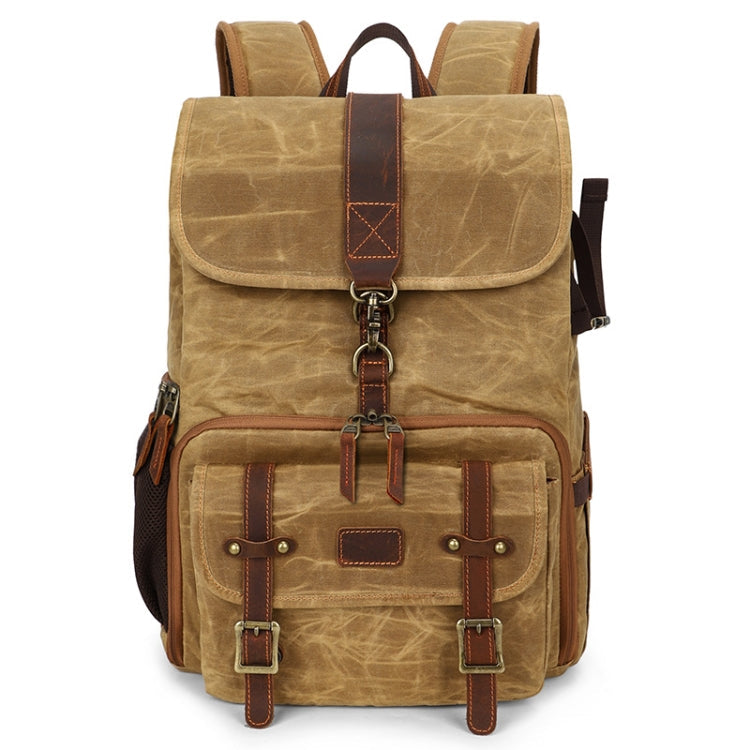 Frendorf | Große Kapazität SLR Digitalkamera Tasche Laptop Rucksack Canvas Aufbewahrungstasche (Erdgelb)