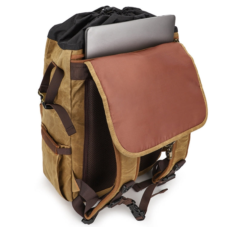 Frendorf | Große Kapazität SLR Digitalkamera Tasche Laptop Rucksack Canvas Aufbewahrungstasche (Erdgelb)